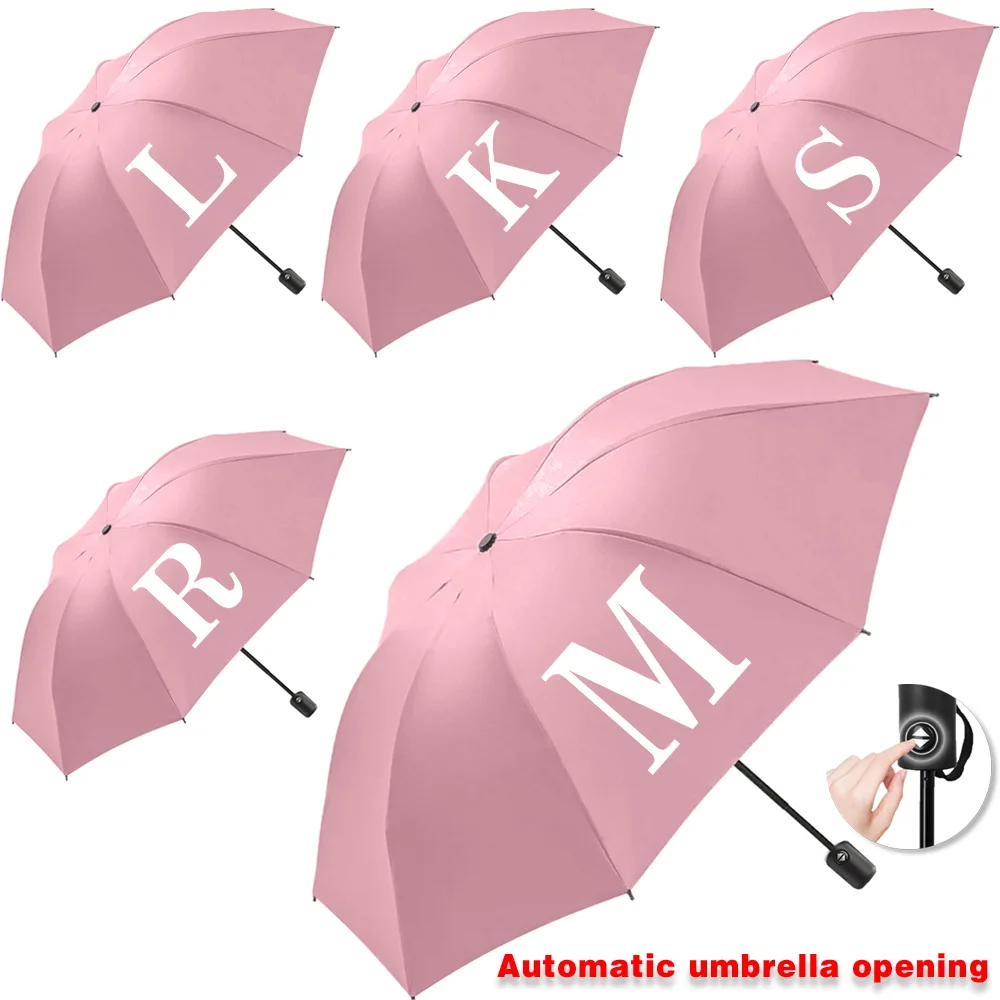 

Travel Essentials Sunshade Sunscreen Rain Umbrellas UV Automatic Umbrella Cute Print Outdoor Picnics Hiking Tour White Letter