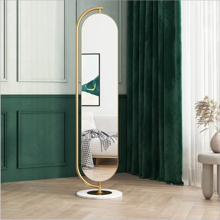 Full-body floor-to-ceiling mirror can rotate three-dimensional light luxury full-length mirror for living room