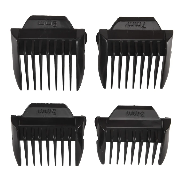 ABUD-4Pcs limite pente de substituição pente trimmer cabeça limite pente para máquina de cortar cabelo 3mm 5mm 7mm 9mm, preto