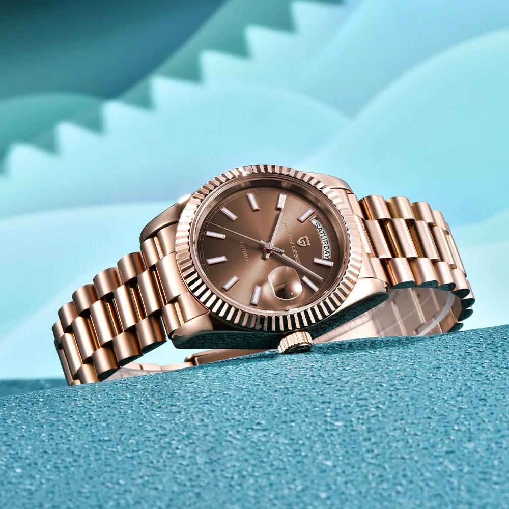 2025 باجاني ديزاين DD36 براون ساعة أوتوماتيكية صندوق هدايا رجالي الياقوت الميكانيكية ساعة رجالي الفولاذ المقاوم للصدأ التقويم اليومي 10BAR #4