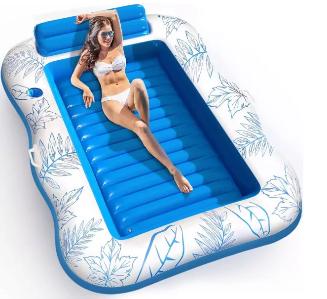 Inflatable Tanning Pool Lounger Float For Adults Sun Tan Tub Ice Bath Tub Tanning Bed Blow Up Pool Raft Lounge Floatie