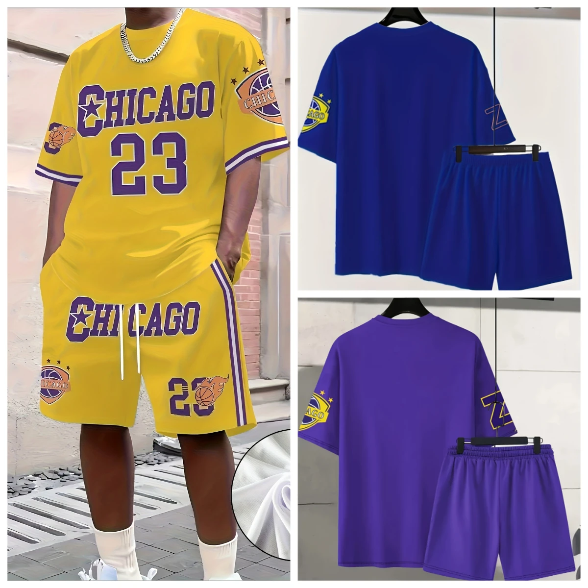 

Двухсекционные мужские модные шорты с круглым вырезом и короткими рукавами, летняя повседневная удобная спортивная одежда для отдыха, дышащая одежда