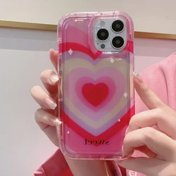 Funda protectora de silicona suave para iPhone, carcasa bonita de color rosa con corazón de amor dulce para iPhone 14, 13, 16, 12, 11, 15 Pro Max, X, XR, 7, 8 Plus, SE 2