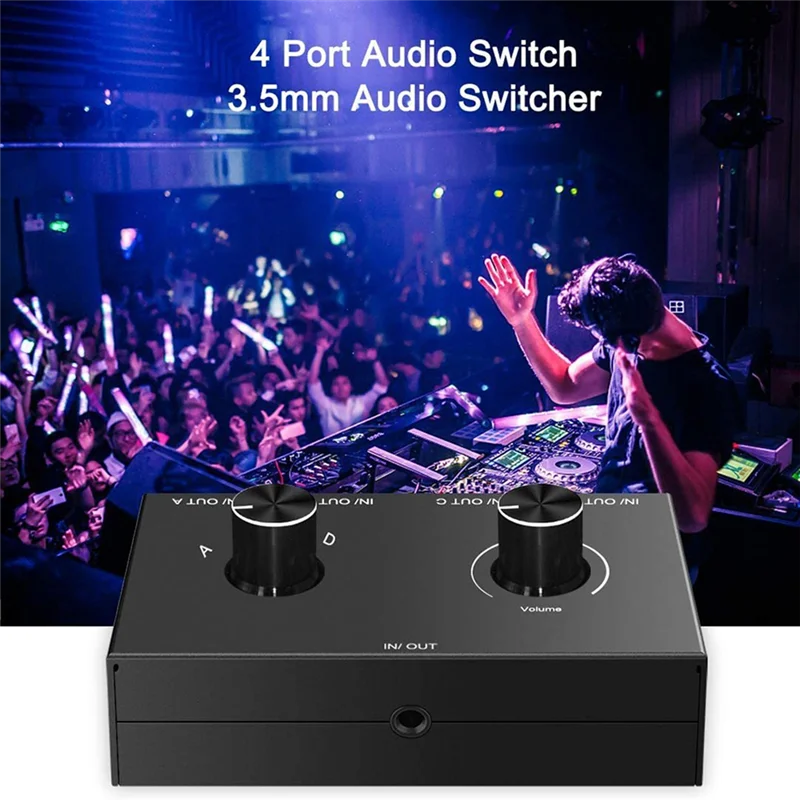 【Top Picks】4 Way 3.5Mm 4 In 1 Out Headphone Amplifier Stereo Bi-Directional Audio Switch Splitter Box