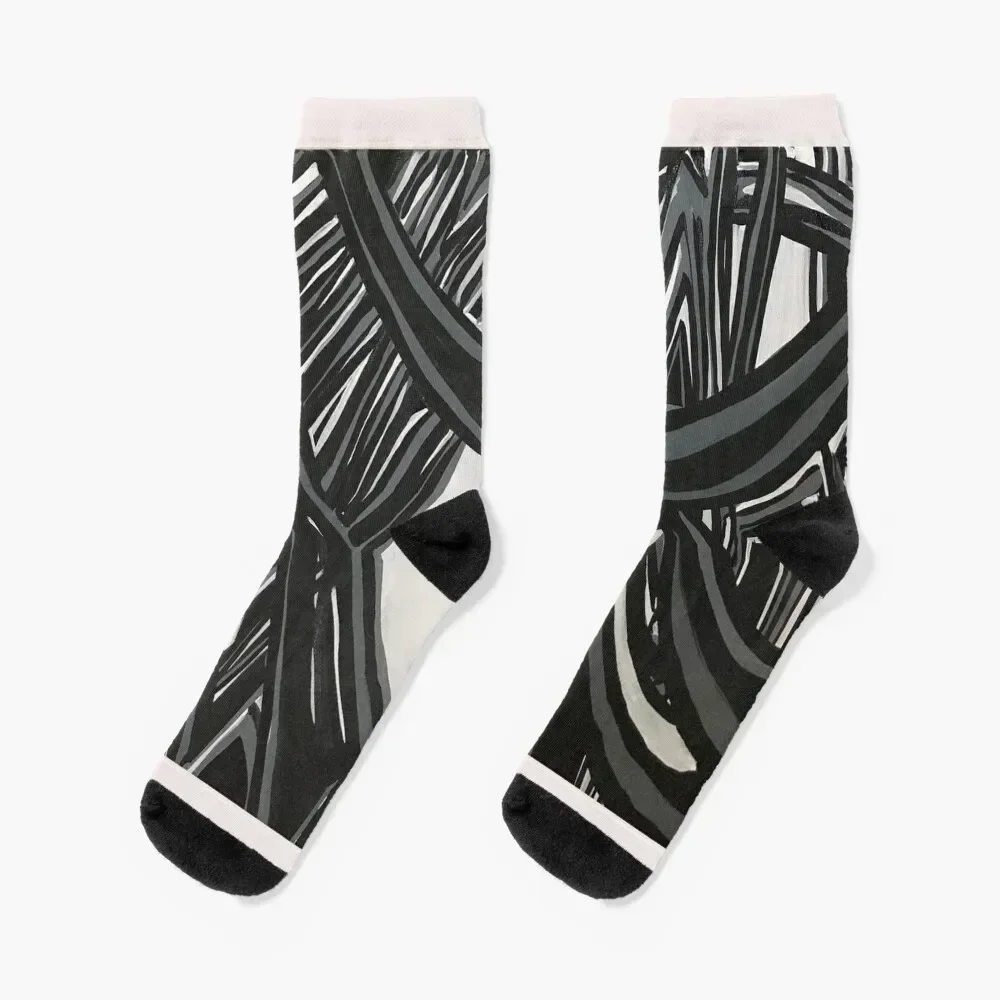 

Nighttime Rollercoaster Black and White Original Acrylic Painting Abstract Art Socks loose Socks Men Women's