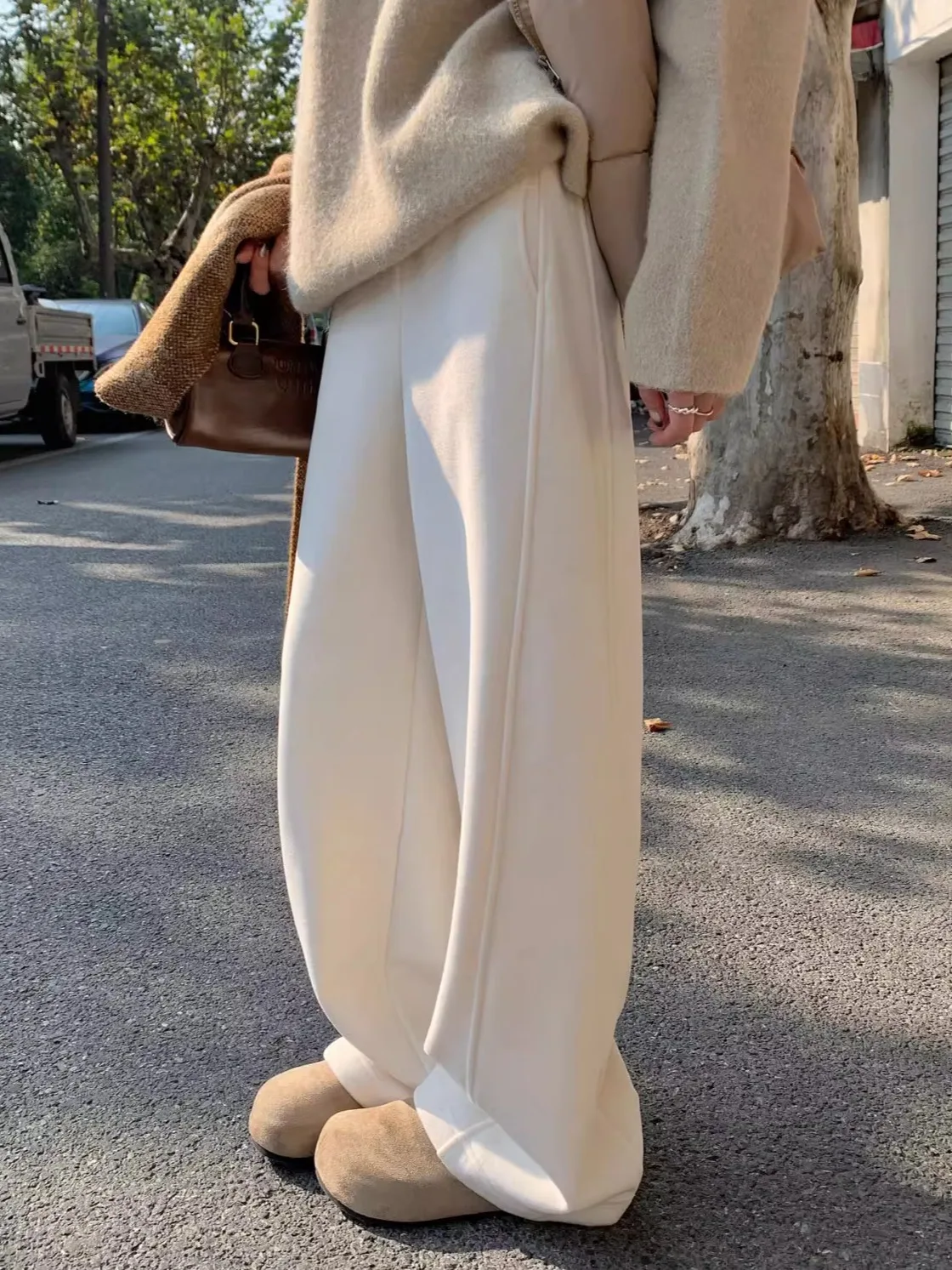 

Женские брюки с высокой талией из ацетатной ткани, широкие, прямого кроя, на флисовой подкладке, осень-зима 2026, новинка