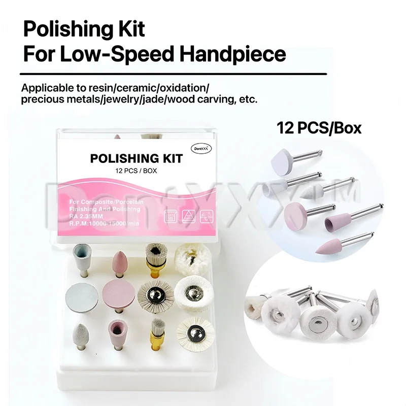 

12 pieces/box Upgraded Silicone and Brush Grinding Head Mixed Polishing Set - Achieve high-gloss polishing with polishing paste