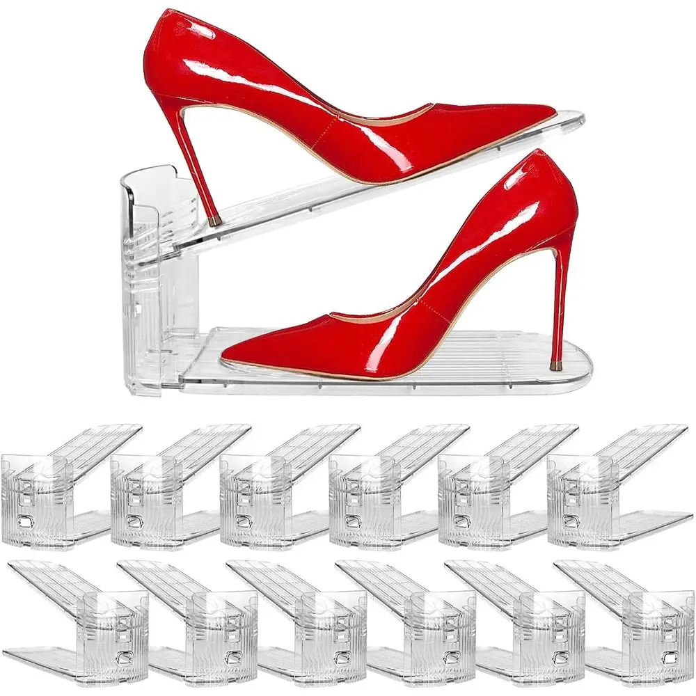 

Набор из 12 прозрачных органайзеров для обуви - регулируемая по высоте подставка для обуви, экономящая место