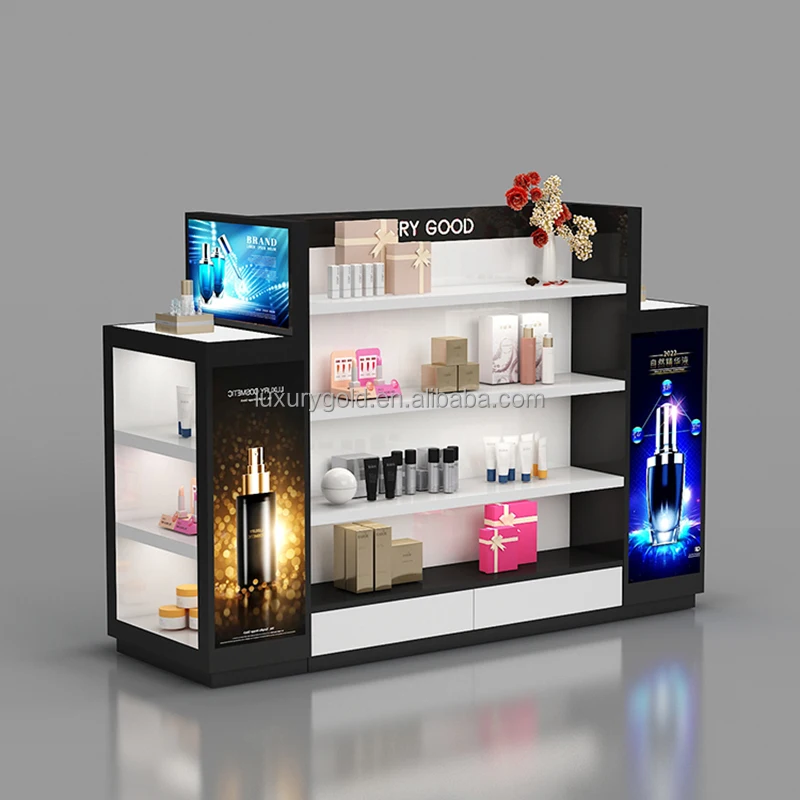 

custom.Custom Logo Retail Shop Display Shelves Luxury Cosmetic Counter Perfume Display Counter Cosmetics Shop Display