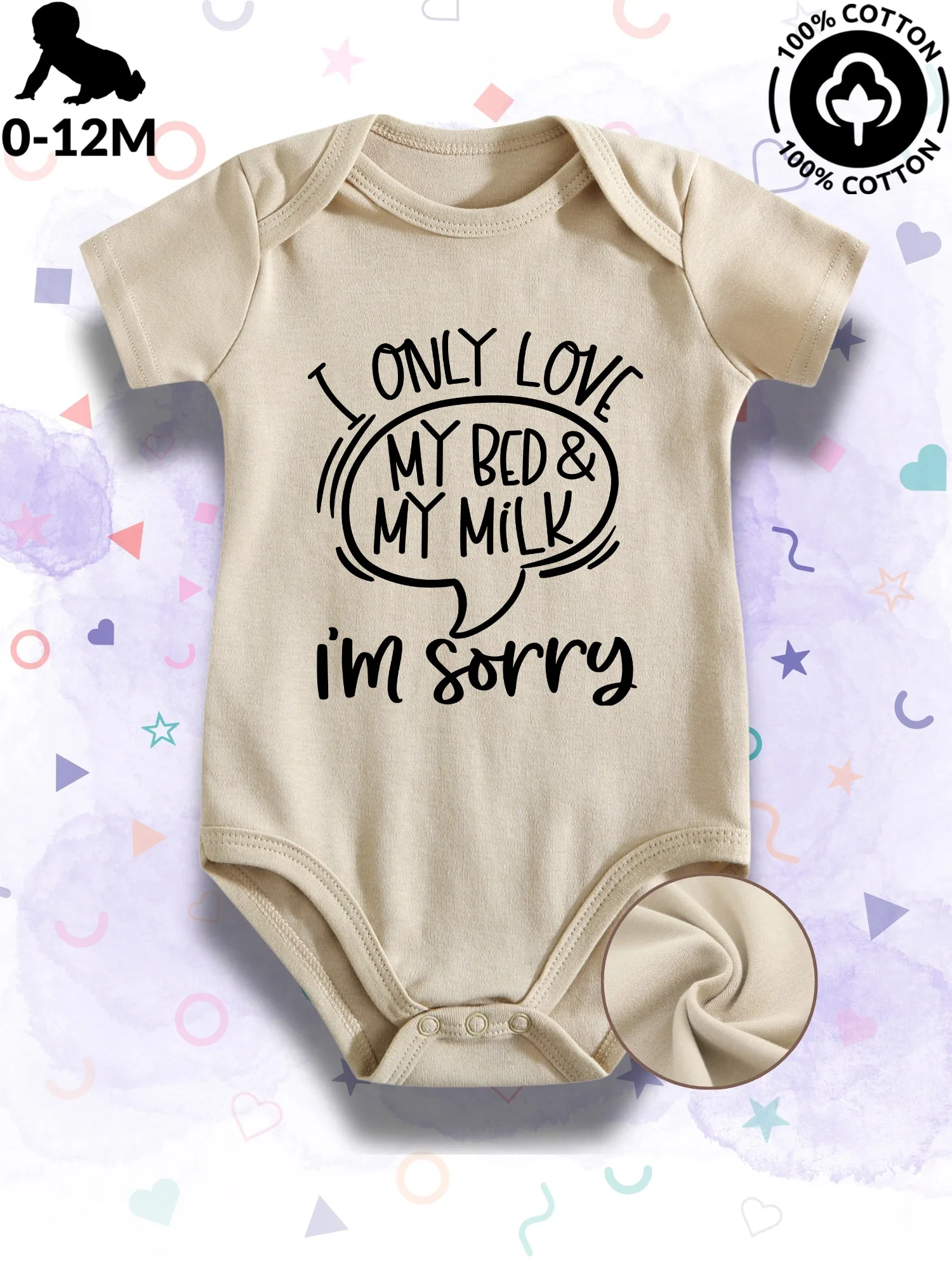 

Детский комбинезон унисекс Only Love My Bed And My Milk, 100% хлопок, мягкий, всесезонный, бежевый, для ползания, 190 г/м²