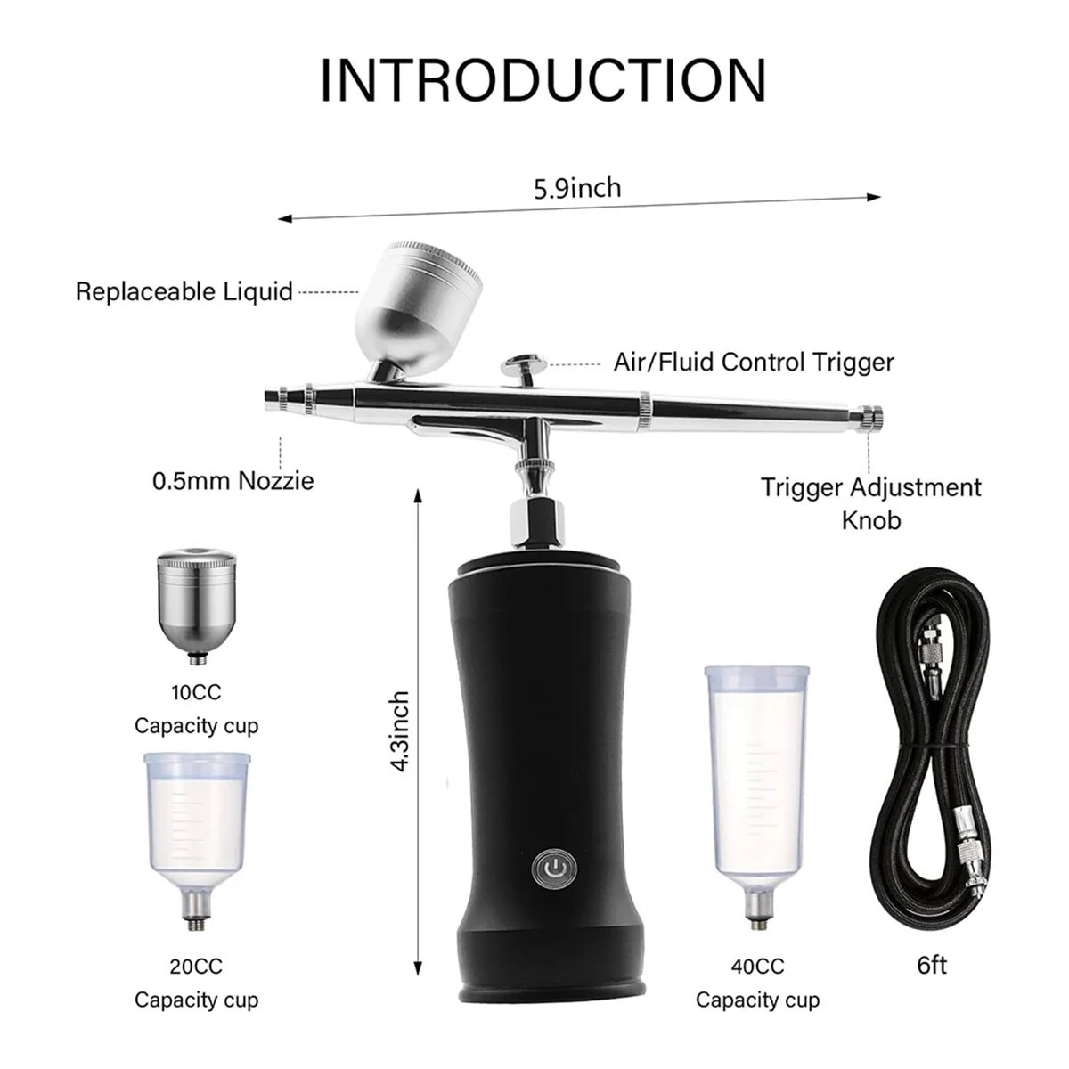 Airbrush Kit with Compressor,30PSI Cordless AirbrushGun Kit with Air Hose Rechargeable Handheld Airbrush Set for Cake B