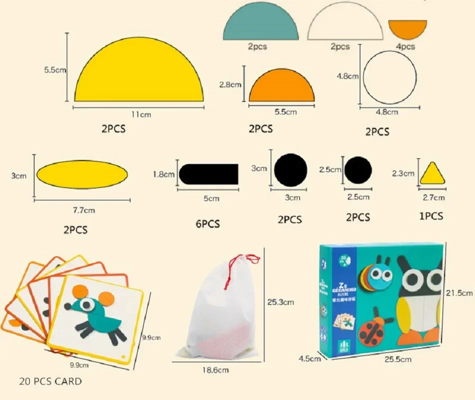 子供のための幾何学的な形のパズル,古典的な教育タングラム,モンテッソーリおもちゃ,幼稚園のパズル,155個の木製パターンブロックセット