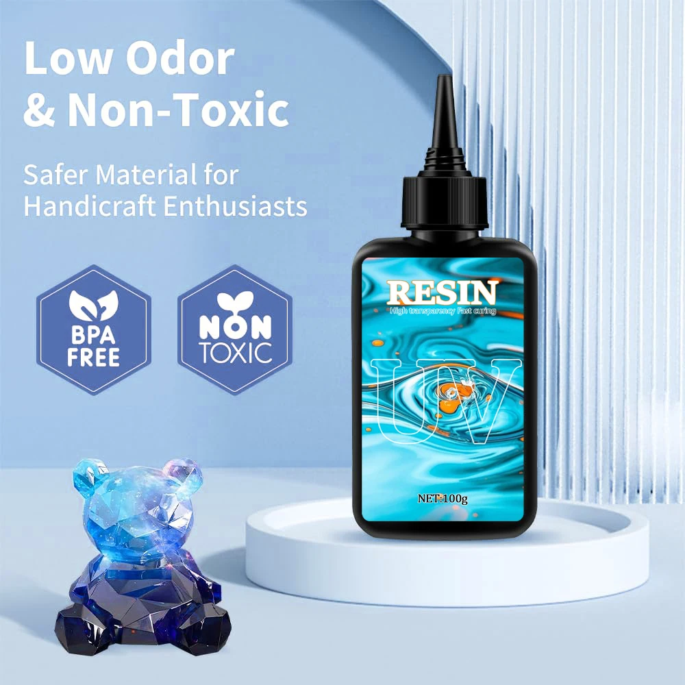 

High Definition High Clear Hard UV Glue,Anti Yellowing&Low Irritation Epoxy Resin Quick Drying Adhesive for Resin Jewelry Crafts