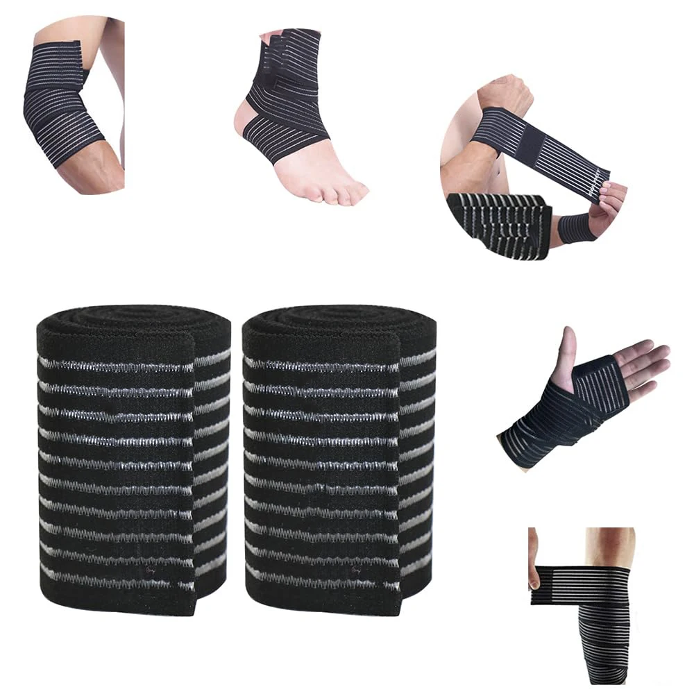 1 قطعة ضمادة ضغط الركبة المرنة التفاف ، دعامة دعم الكاحل قابل للتعديل ضغط العجل الركبة الكوع المعصم الكاحل العصابات