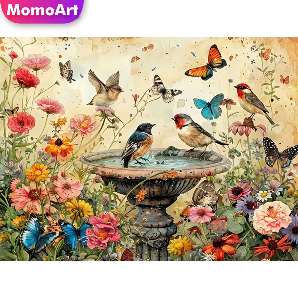 Momoart DIY Diamond Embroidery Flower Landscape Mosaic Full Square Round Diamond Painting Bird Needlework Craft Kit Child Hobby