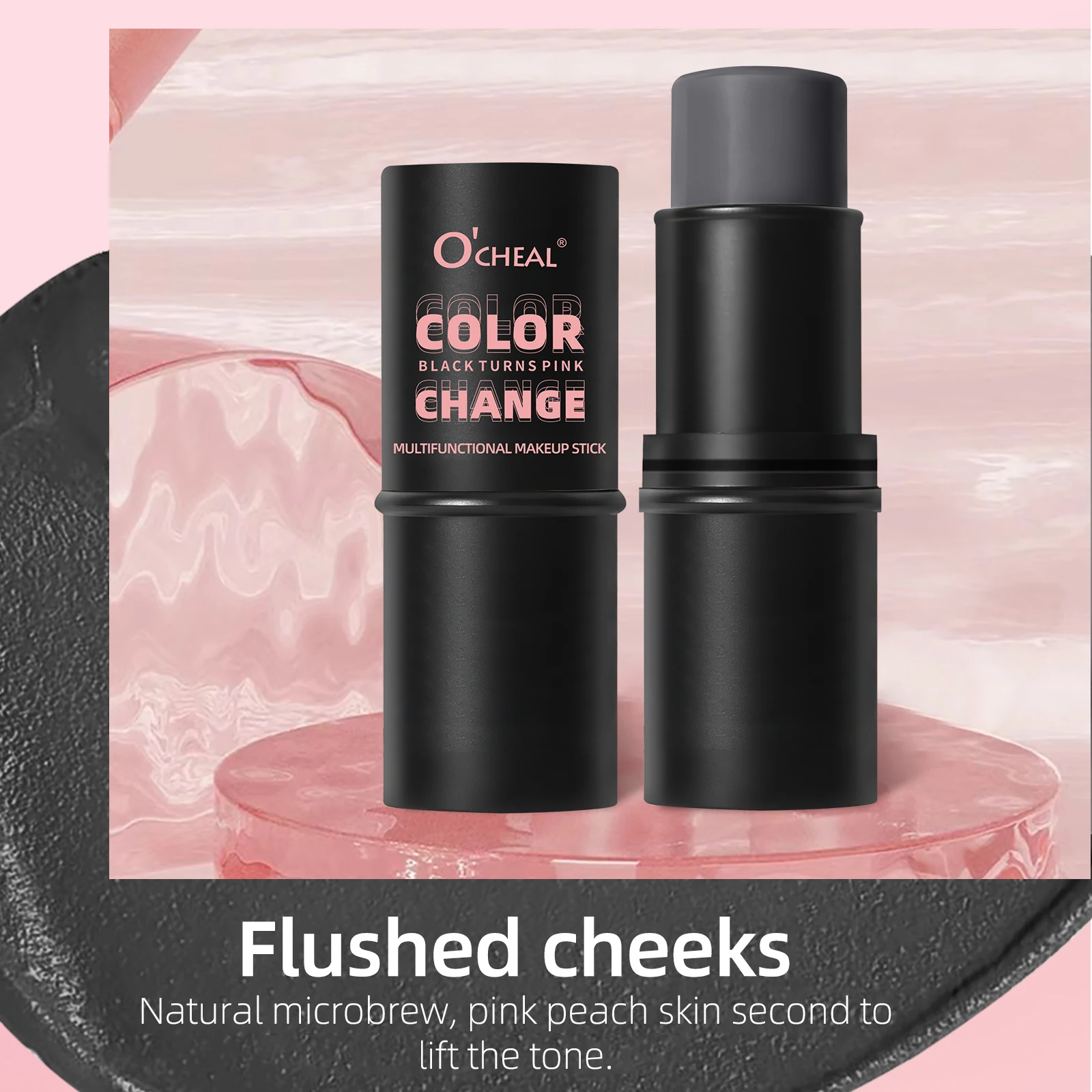 Ocheal 3-in-1 Lipstick Blush Stick Eyes Cheek and Lip Tint Buildable Waterproof Lightweight Cream Multi Stick Makeup for Women