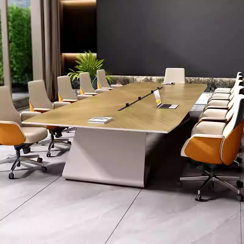 Large light luxury conference table, long training , simple modern conference room negotiation table and chair 12 people co