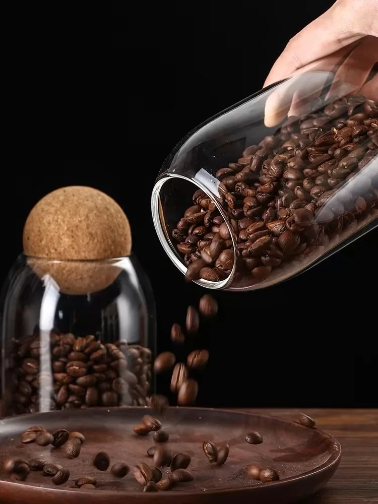 زجاجة زجاجية غطاء كروي جرة مختومة مقاومة درجات الحرارة العالية صندوق تخزين المطبخ متنوعة تخزين الحبوب جرة الشاي جرة #4