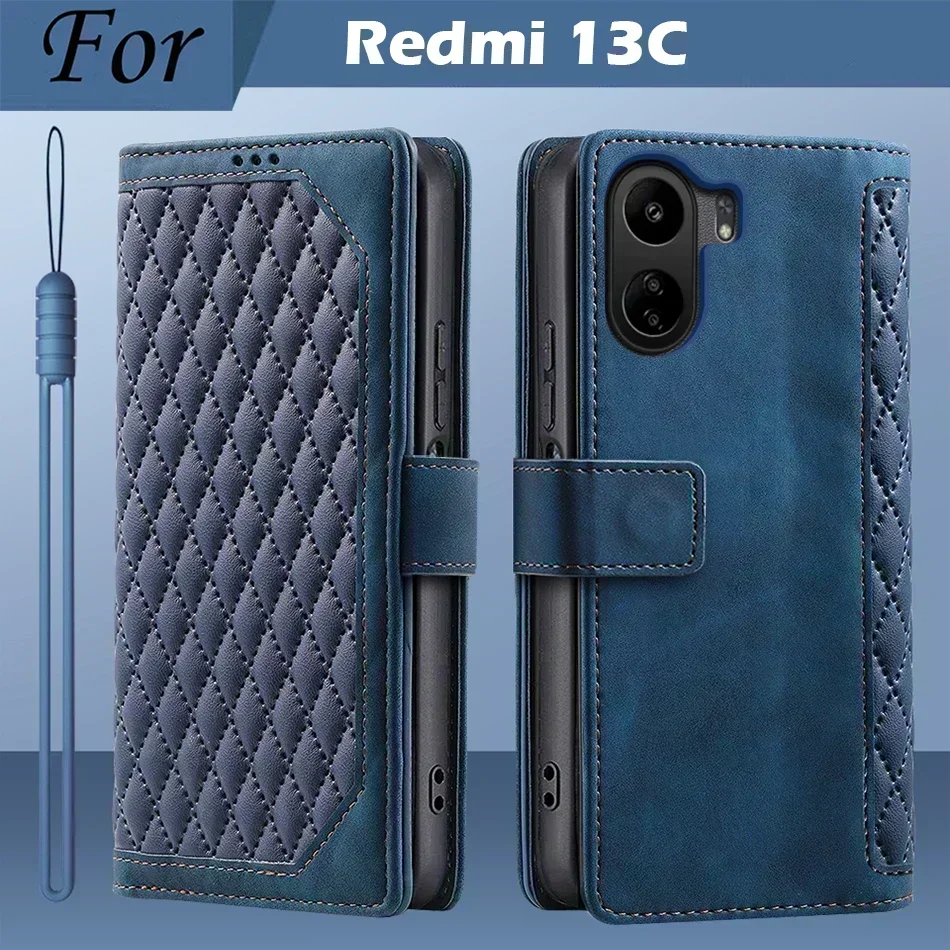

For Redmi 13C Case Wallet flip leather Magentic Protective Stand Card Holder Redmi 13 C case For Xiaomi Redmi 13C phone Cover