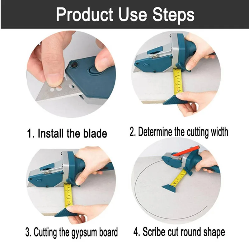 Portable Gypsum Board Cutting Device Drywall Cutting Artifact Tool with 5M Tape Measure Wood Working Scribe Cutting Board Tools