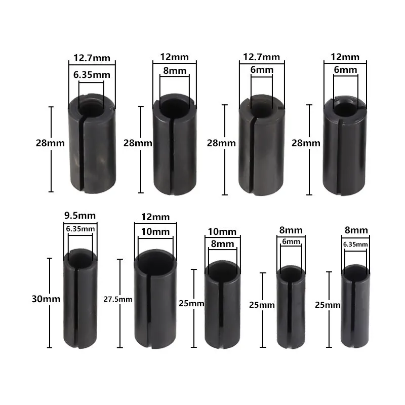 Hampton 1pc cnc roteador bit alta precisão adaptador pinça fresa ferramenta adaptadores titular 6mm 6.35mm 8mm 10mm 12mm 12.7mm