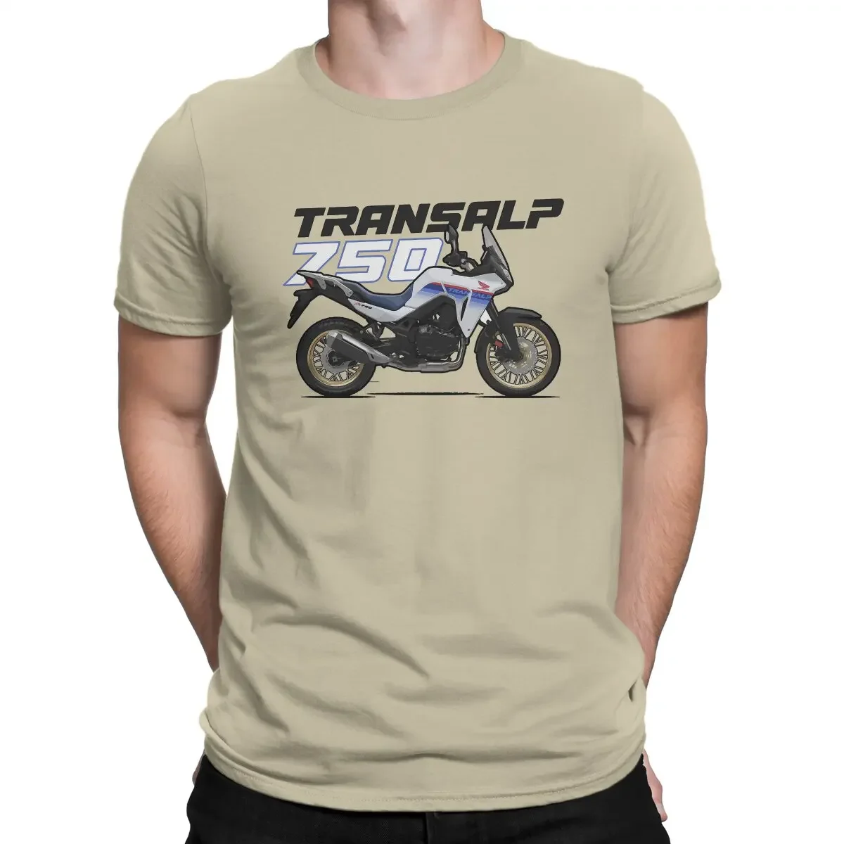 heavyweight Informal Transalp Men T Shirt Motorcycles Funny Tees Short Sleeve Round Collar T-Shirt Pure Cotton 5XL Clothing