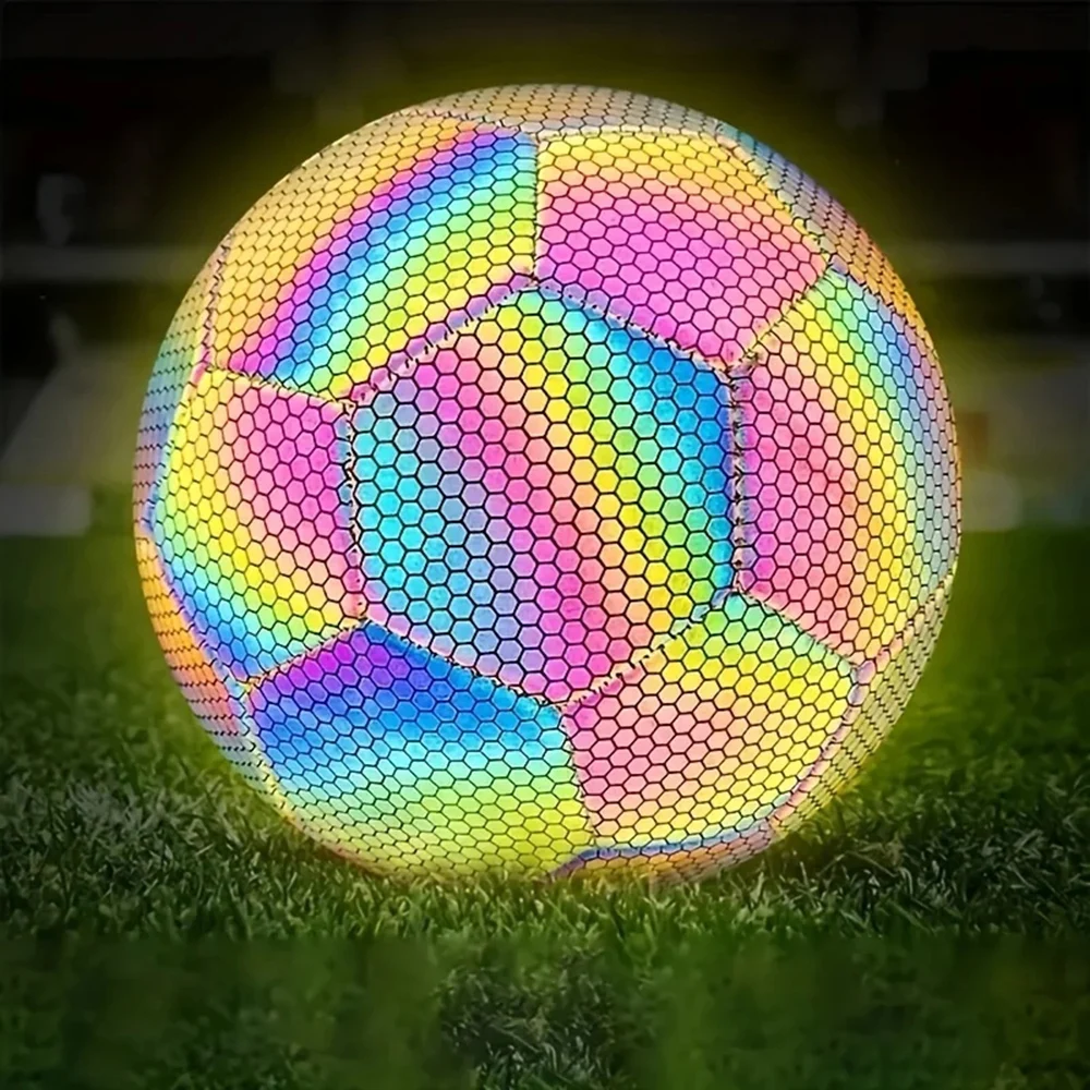 1pc Size 5 Reflective Football, Luminous Colorful Soccer Ball For Indoor And Outdoor Training