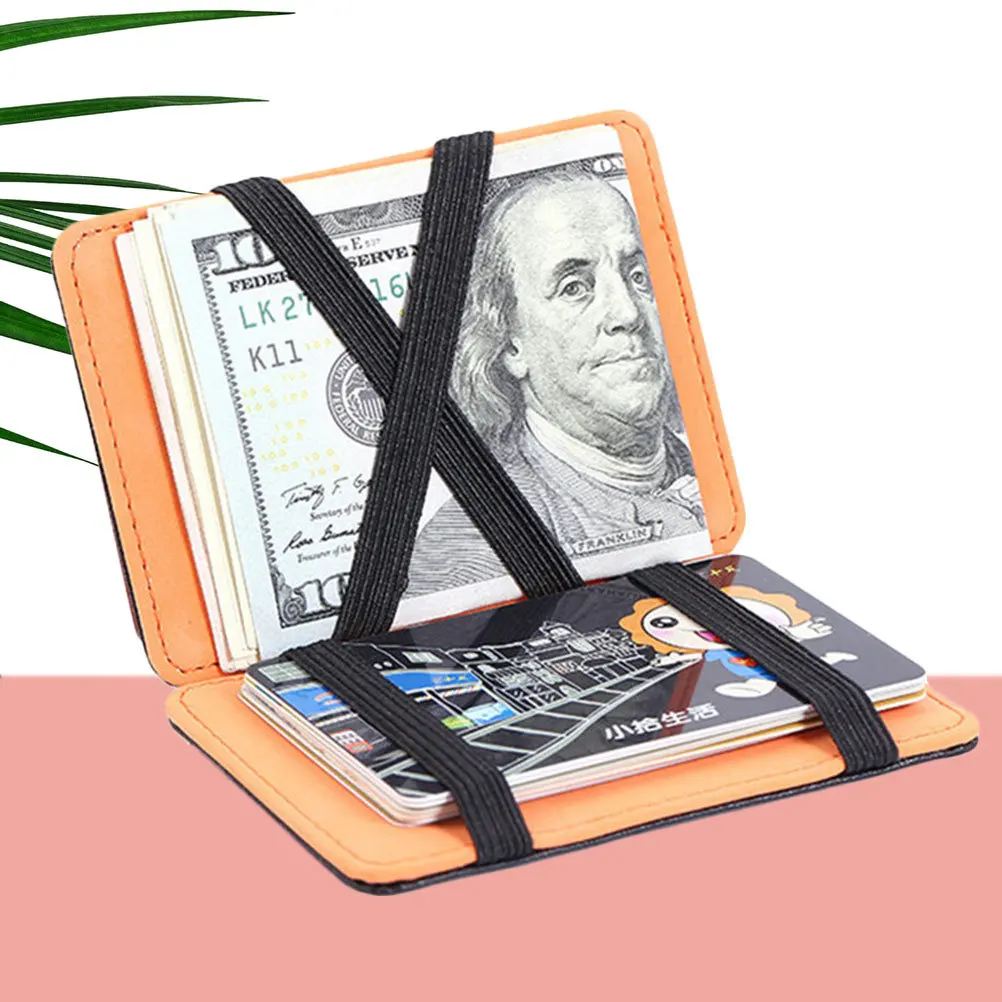محفظة ثنائية الطي من البولي يوريثان للرجال، متعددة البطاقات للاستخدام اليومي، تصميم برتقالي السطوع، هدية حامل الائتمان #6