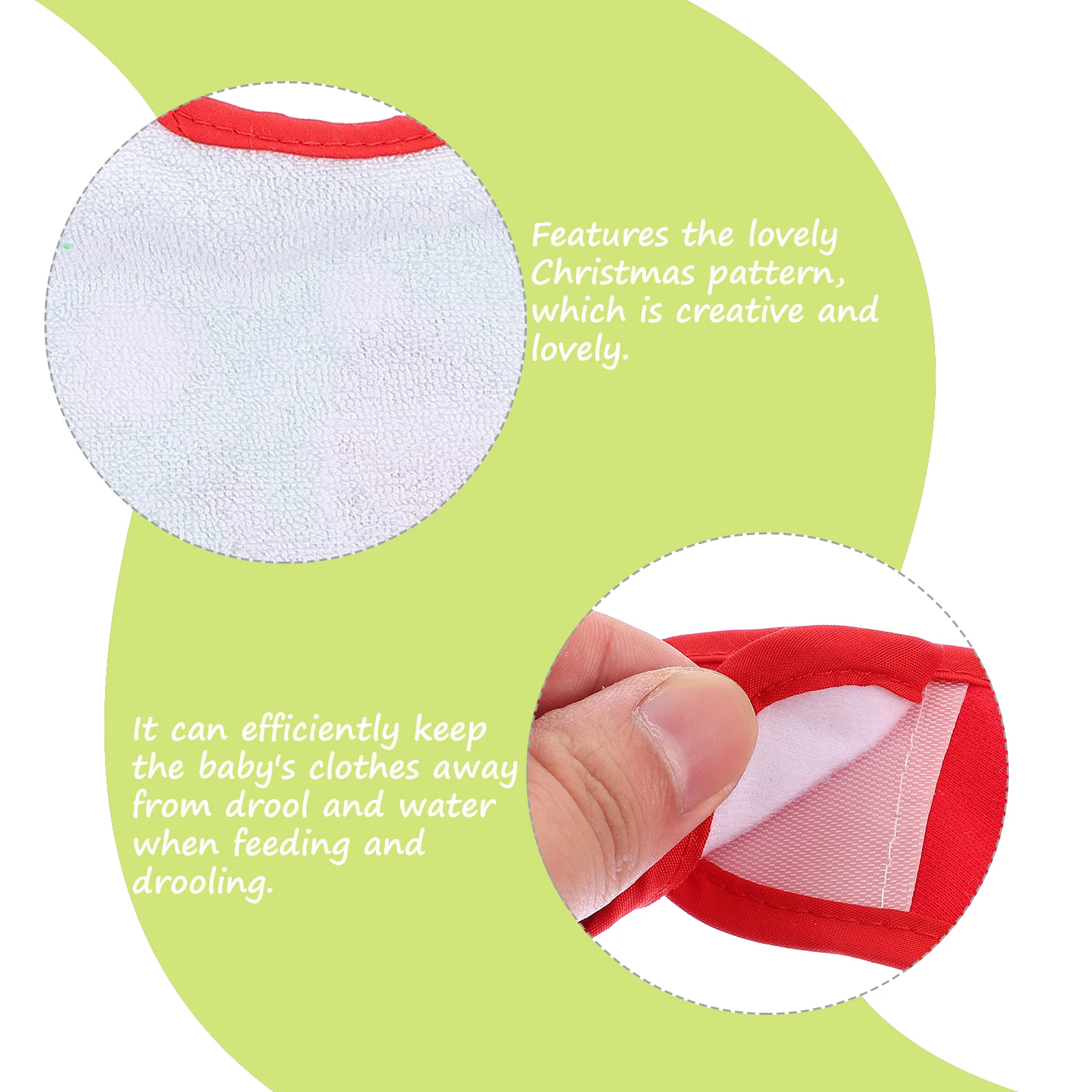

2Pcs Christmas Baby Bib Lovely Print Drool Absorbent Newborn Dining Bibs Easy Wear Portable Feeding Apron for Toddler Infant Use