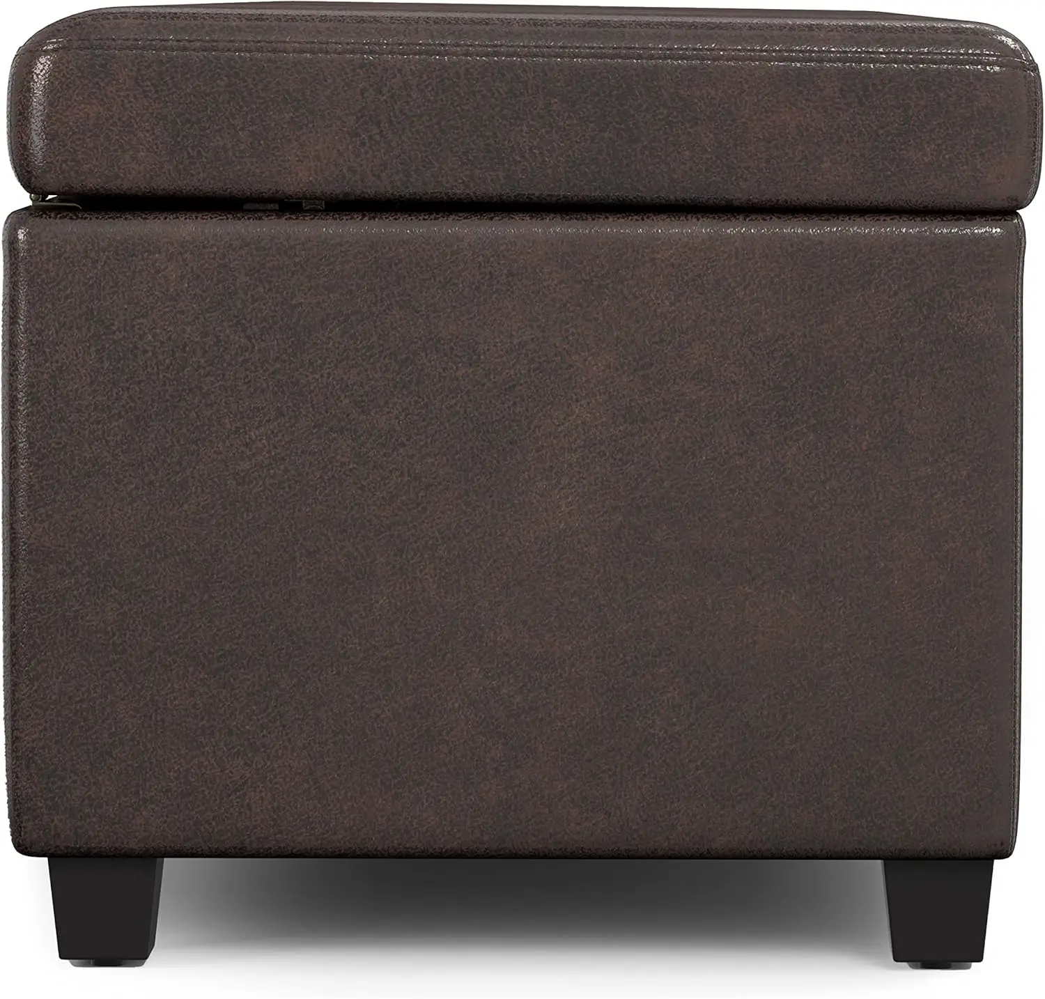 Avalon 54-Zoll breite rechteckige, extra große Ottoman-Bank mit Stauraum in Distressed-Braun-Vegan-Kunstleder,