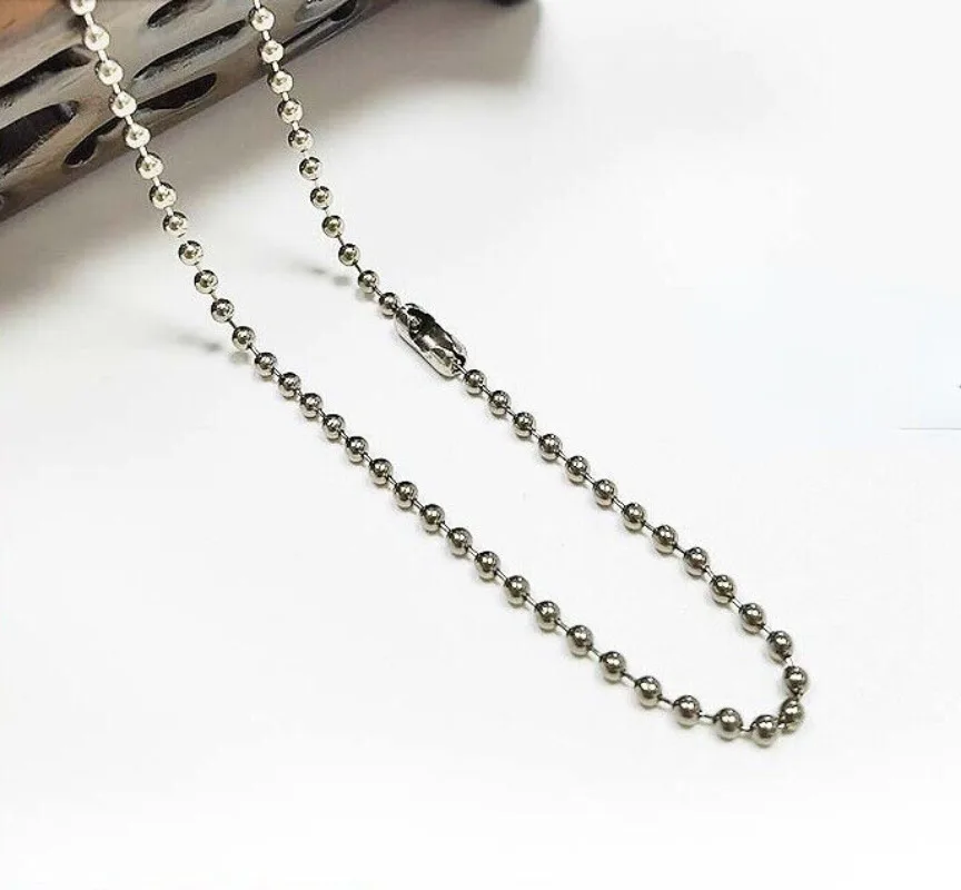 Comfortable 2.4/3mm TA1 Pure Titanium Ball Beads Chain Necklace for Men Women Anti-allergy Ti Skin Friendly Never Rust Necklaces