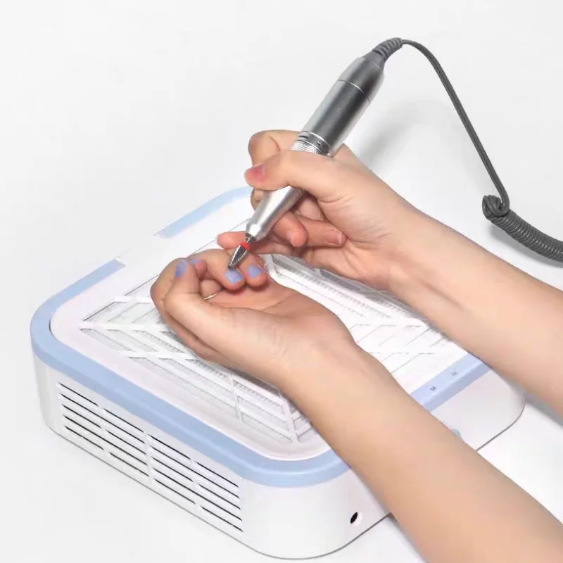 120W Professional Rechargeable Turbo Vacuum Cleaner, Brushless Nail Dust Collector, Dual Hand Strong Suction Nail Dust Extractor