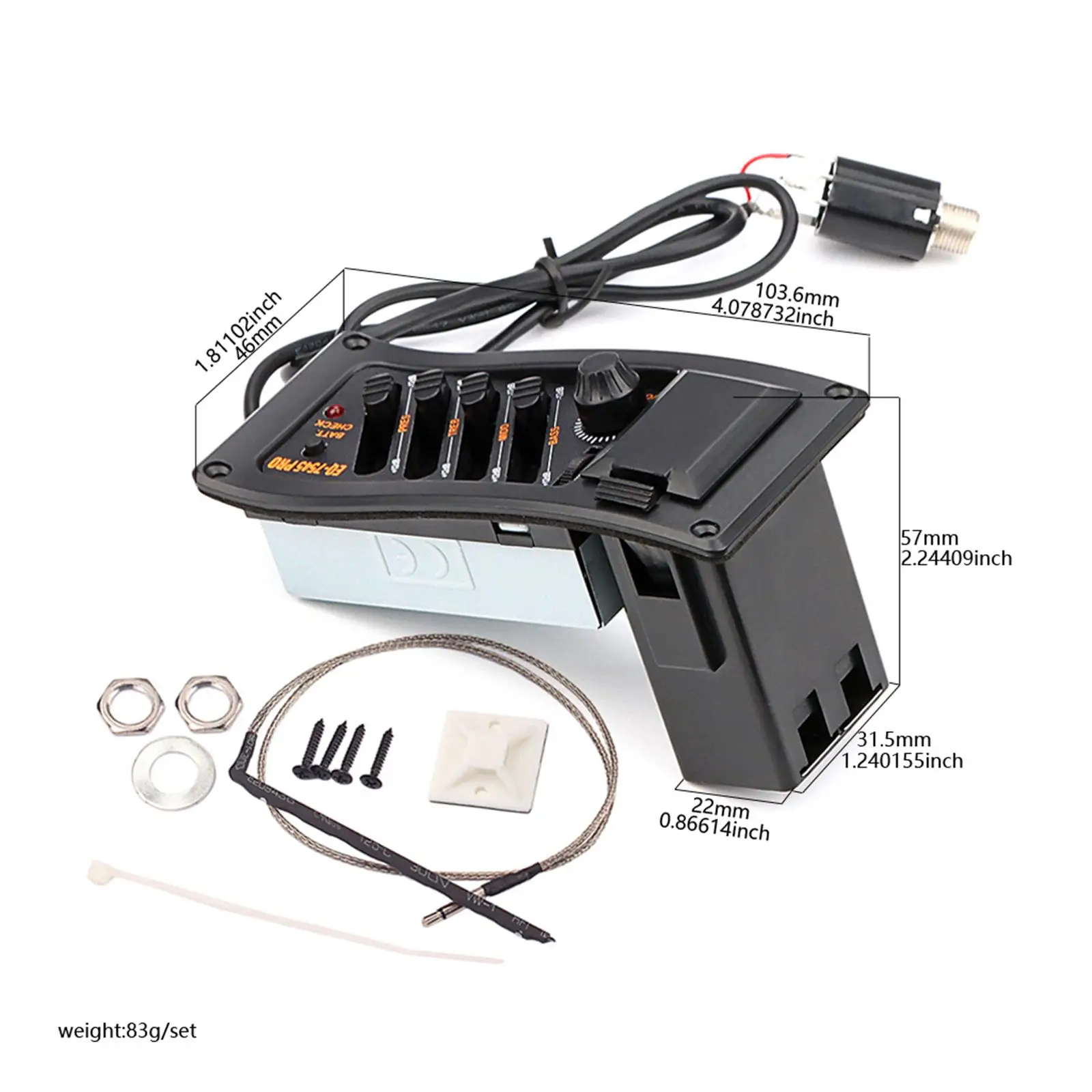 

Acoustic Guitar Pickup with Mounting Accessories Upgrade Parts 4 Band Preamp Amplifier Equalizer Tuner Piezo Pickup Black