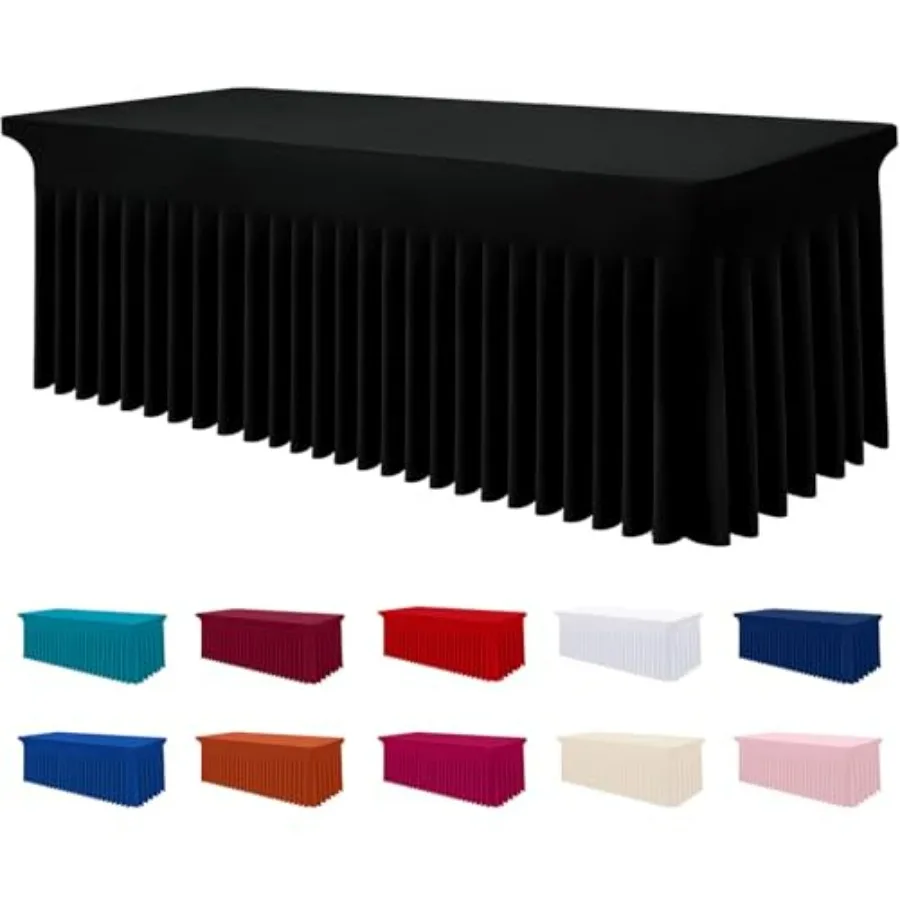 

Spandex Tablecloth Elastic Fitted Stretch Tablecloth for 4FT Rectangle Tables Waterproof Washable Table Cover Skirt for Outdoor