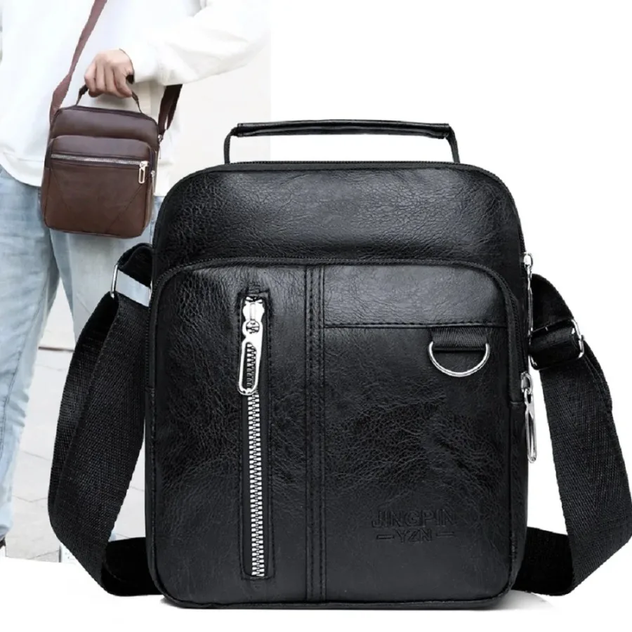 

New fashion shoulder bag pu material leather waterproof casual men's crossbody bag shopping briefcase waist bag