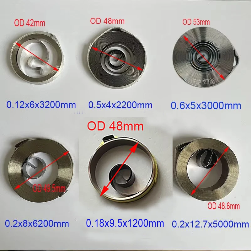 卸売格安スパイラルフラットワイヤーコイル春一定の力スプリング0.2/0.25ミリメートル厚さ * 8ミリメートル幅 * 5000ミリメートルの長さ