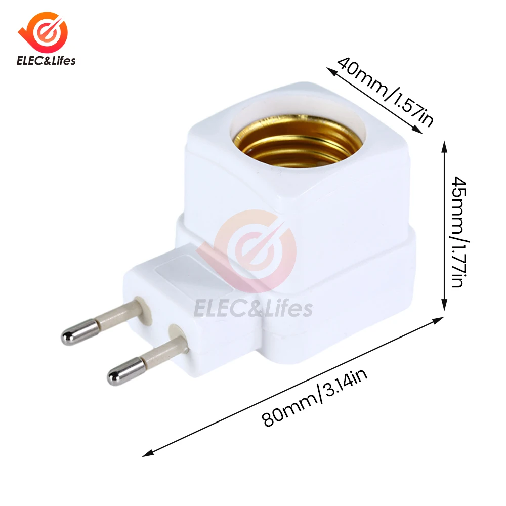 5Pcs 220V E27 LED Light Lamp Bulb Socket Integrated With On/Off Switch Spiral Pattern Lamp Base Connector EU Plug Adapter