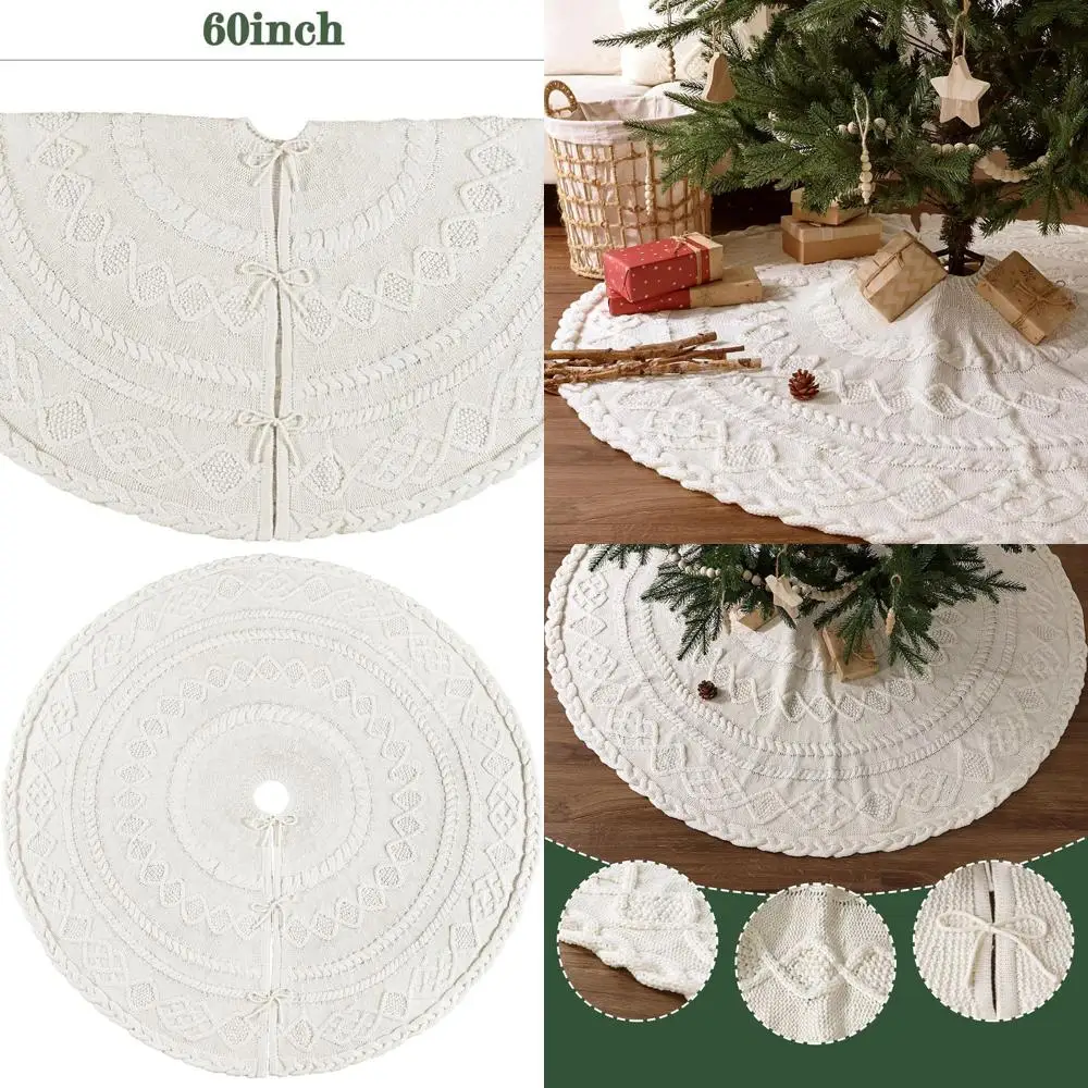 

Юбка для рождественской елки, кремово-белая, разнотекстурированная, 60 на 9 футов, дерево в деревенском стиле фермерского дома