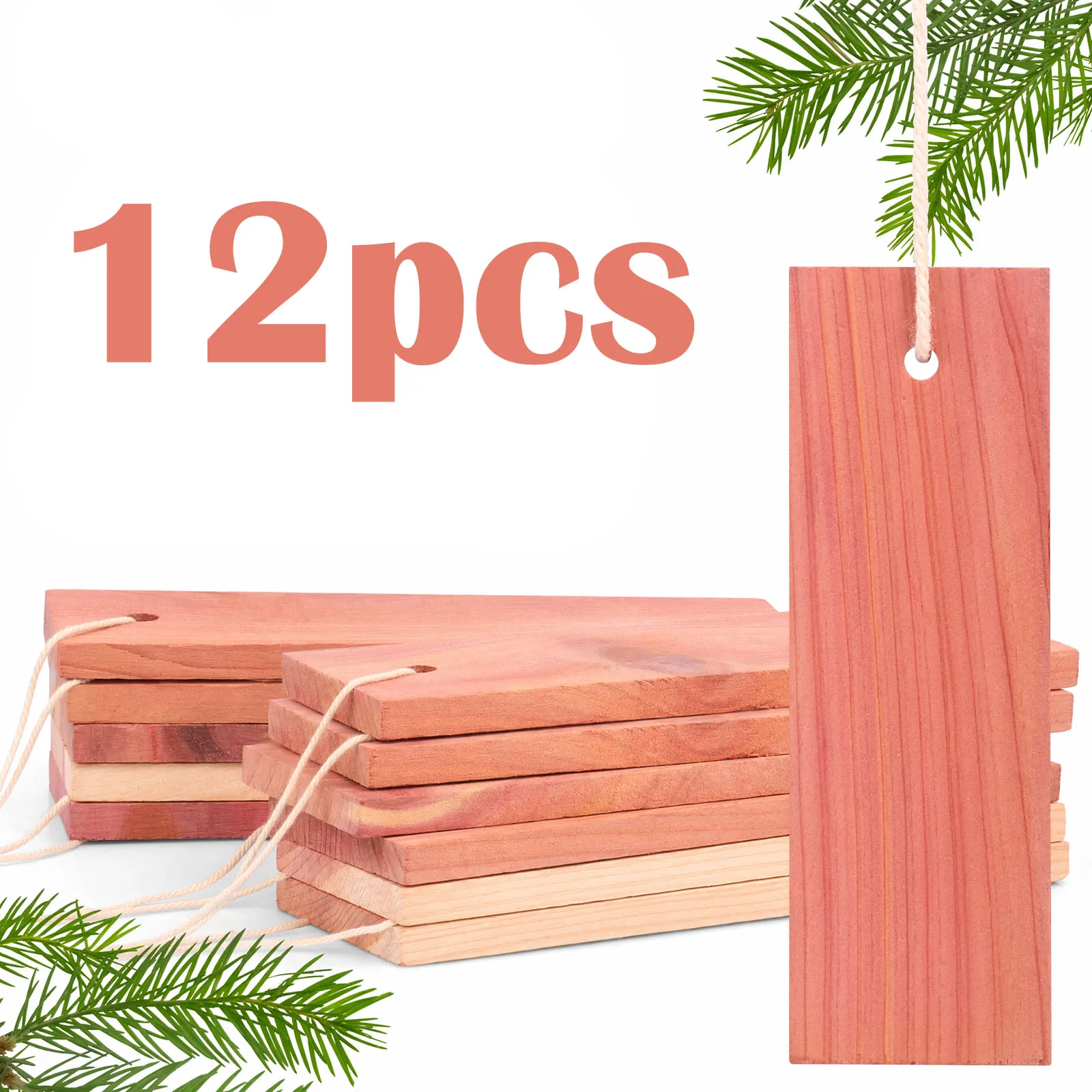 12Pcs Cedar Blocks Wardrobes Hanging Drawers Clothes Aromatic Scent Fresh Odour Deterrent Insect Cedar Wood Planks Chips