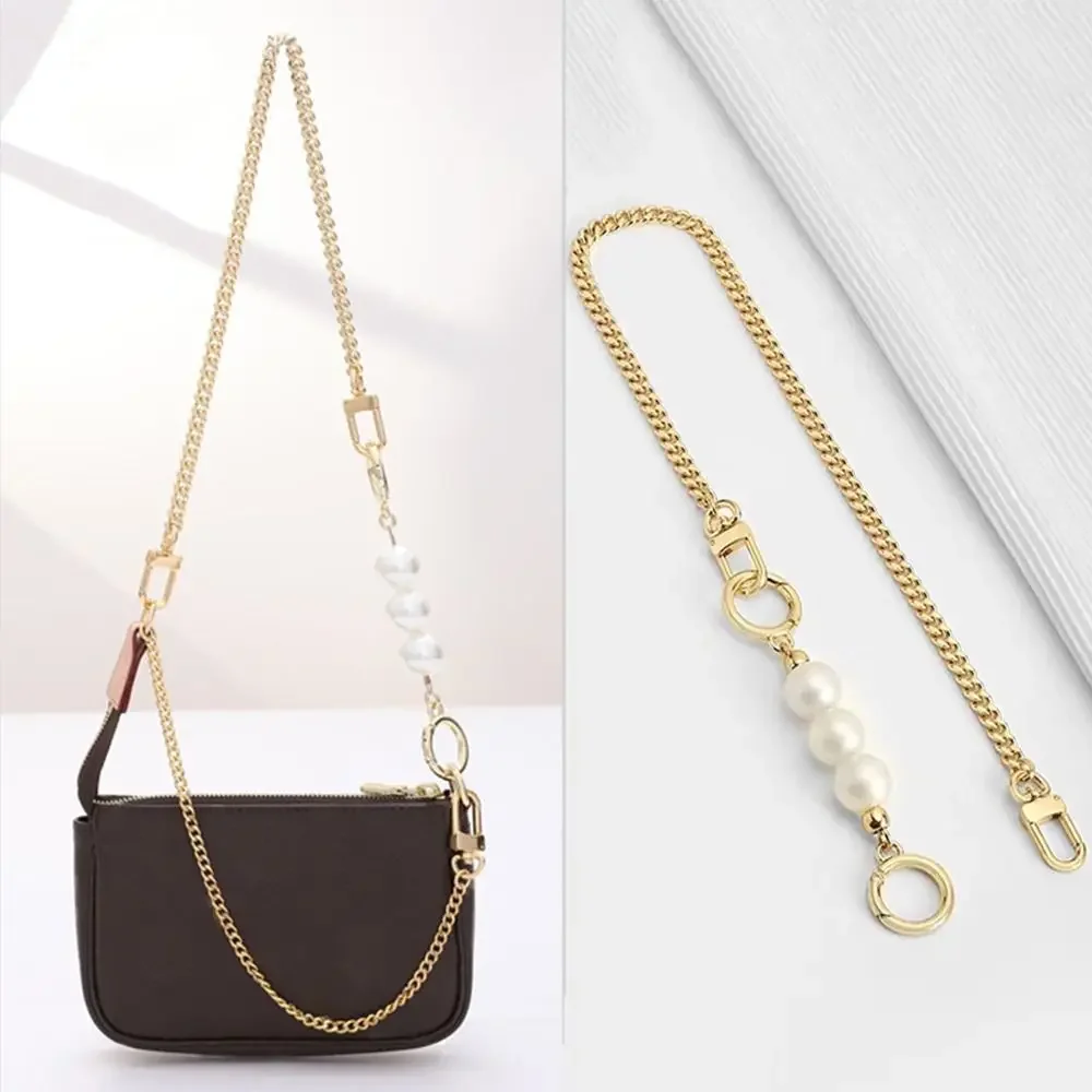 

Bag Chain Strap Extender Pearls Patchwork Bag Chain Pearl Handbag Extension Chain Women Bags Belt