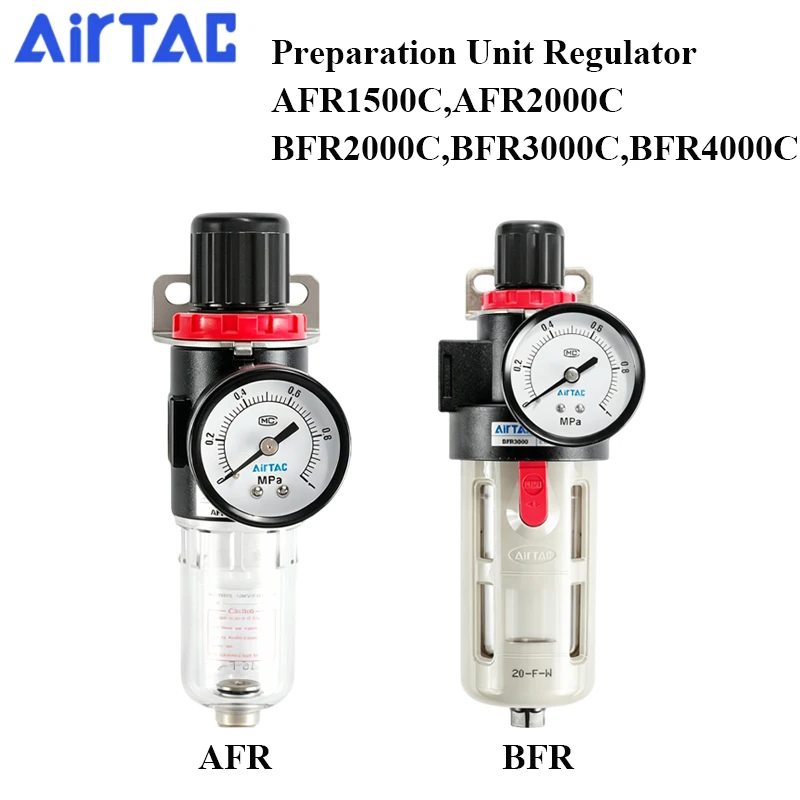 AirTAC AFR1500C AFR2000C BFR2000C BFR3000C BFR4000C-A Semi-Auto Or Automatic Drain Preparation Unit Pneumatic Filter Regulator