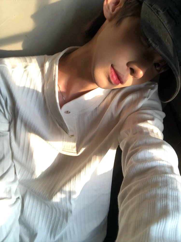 

Мужская футболка Cleanfit American Style с длинным рукавом, в стиле ретро, с полосатой текстурой, воротником Хенли, повседневная, свободного кроя, для подростков