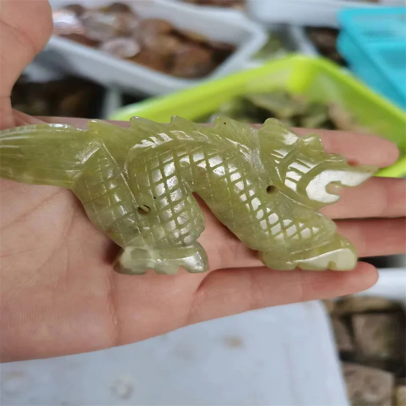 

Supply Natural Stone Aged Crafts Xiuyu Jade Dragon Playing with Pearl Zodiac Dragon Ancient Style Ornaments Natural Xiuyu Jade