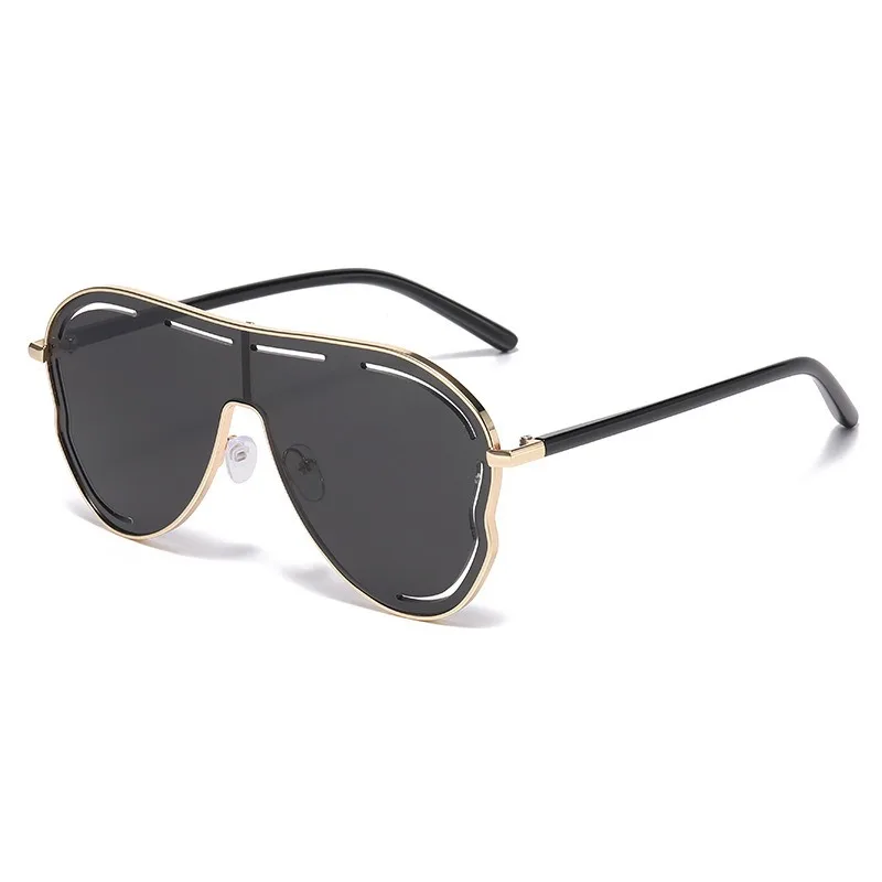 Oversized One-Piece Pilot Sunglasses for Women Big Frame Hollow Sun Glasses Outdoor Fashion Sun Shades Eyewear image 6