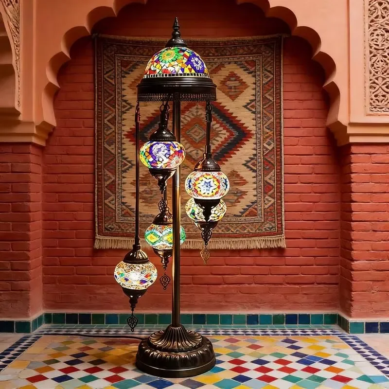 Handmade Turkish Mosaic Chandelier Lighting for Living Room Bedroom Decorative Floor Lamp Istanbul Style Art Glass Light
