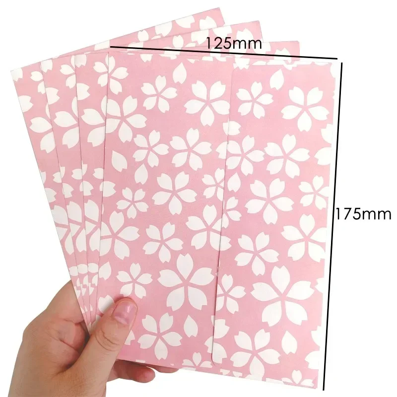 10 sztuk w opakowaniu różowy kwiat wiśni papier kopertowy śliczne Floral kwiat ręcznie krotnie DIY pisać list 17.5cm * 12.5cm