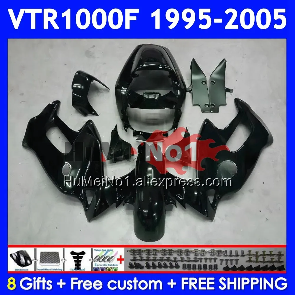 SuperHawk For HONDA VTR1000F VTR1000 67No.25 VTR 1000 F 1000F 1995 1996 1997 1998 1999 2000 01 02 03 04 All black 05 Fairing