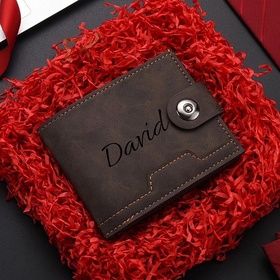Custom Name Men’s Classic Bifold Wallet,Premium PU Leather Purse, Sentimental Thoughtful Gift for Father and Husband Daily Use.