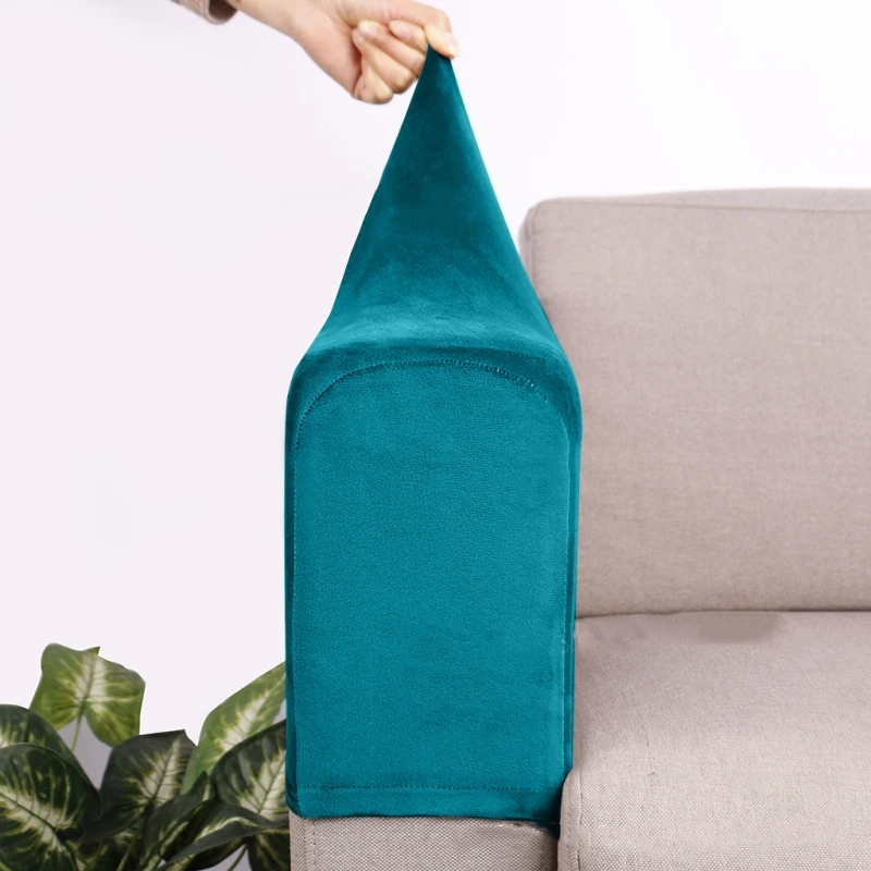

Plush Velvet Sofa Armrest Cover For Living Room Stretch Solid Arm Protector Armchair Couch Removable 2 Pieces Four Seasons.