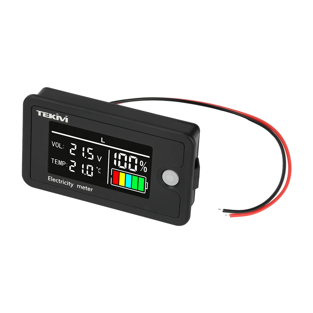 Indicador de capacidad de batería Digital LCD actualizado DC 8-100V voltímetro medidor de prueba de batería de litio con pantalla de temperatura